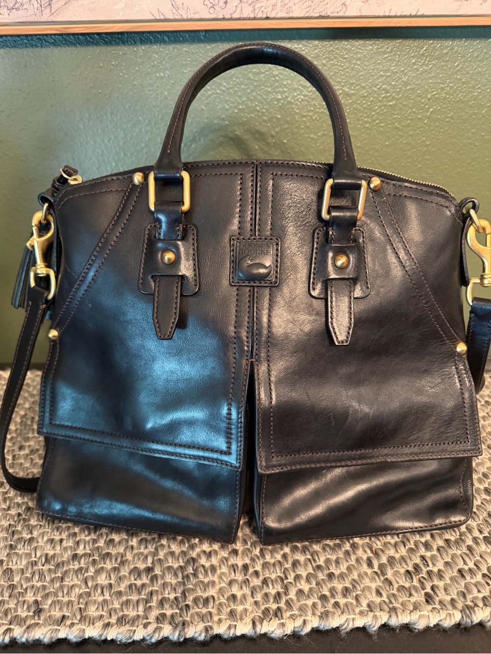Dooney & Bourke Black Florentine Clayton Satchel